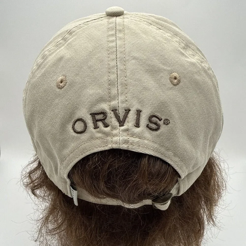 Orvis Baseball Cap Hat Khaki Strap Back Chocolate Labrador Lab Dog Embroidered